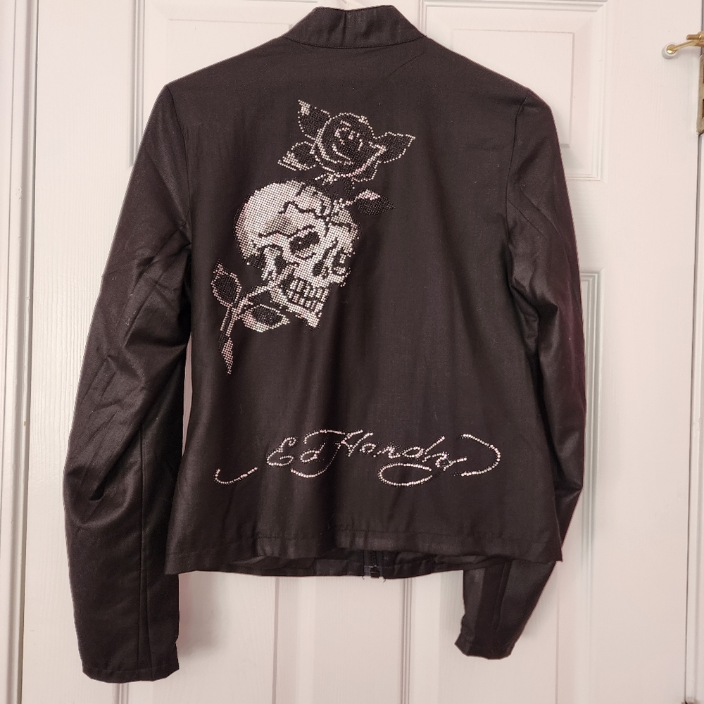 Ed Hardy rhinestone skull jacket xsmall